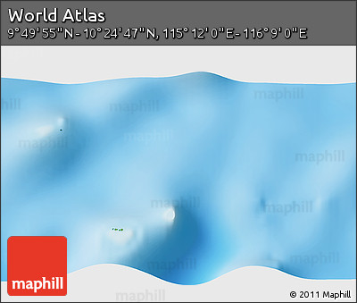 Physical 3D Map of the Area around 10° 7' 21" N, 115° 40' 30" E