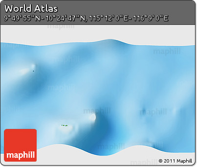 Physical 3D Map of the Area around 10° 7' 21" N, 115° 40' 30" E