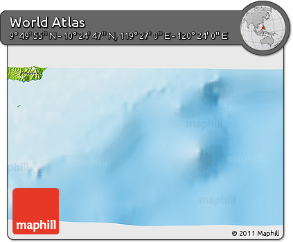 Physical 3D Map of the Area around 10° 7' 21" N, 119° 55' 30" E