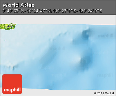 Physical 3D Map of the Area around 10° 7' 21" N, 119° 55' 30" E