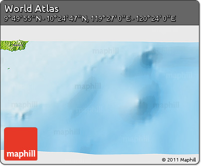 Physical 3D Map of the Area around 10° 7' 21" N, 119° 55' 30" E