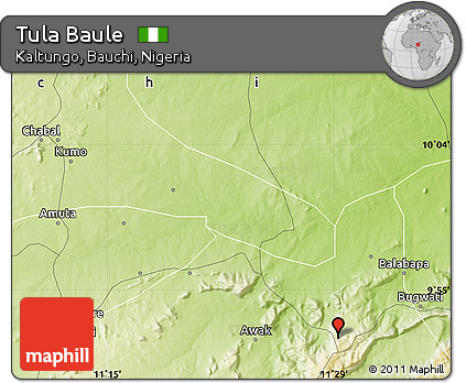 Physical Map of Tula Baule