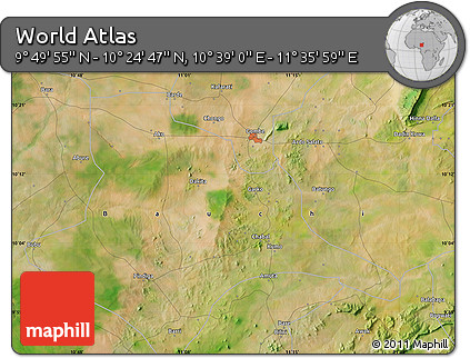 Satellite Map of the Area around 10° 7' 21" N, 11° 7' 30" E