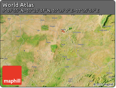 Satellite Map of the Area around 10° 7' 21" N, 11° 7' 30" E