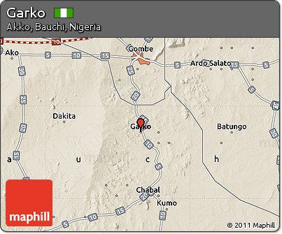 Shaded Relief Map of Garko