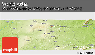 Physical Panoramic Map of the Area around 10° 7' 21" N, 11° 7' 30" E