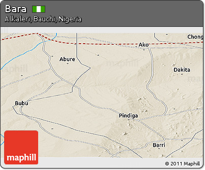 Shaded Relief Panoramic Map of Bara