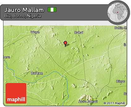 Physical 3D Map of Jauro Mallam