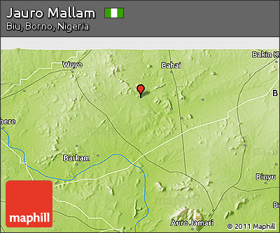 Physical 3D Map of Jauro Mallam