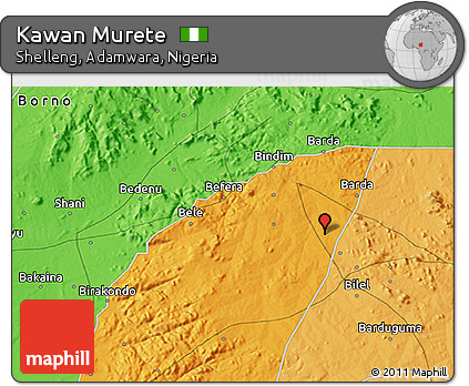 Political 3D Map of Kawan Murete