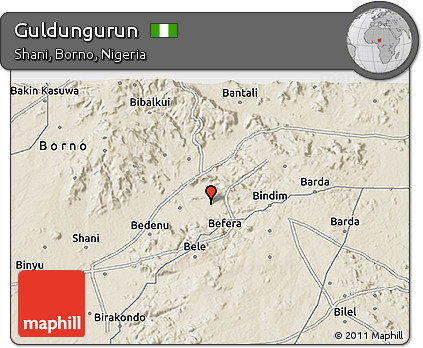 Shaded Relief 3D Map of Guldungurun