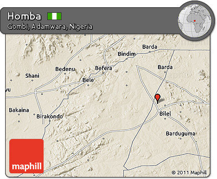 Shaded Relief 3D Map of Homba