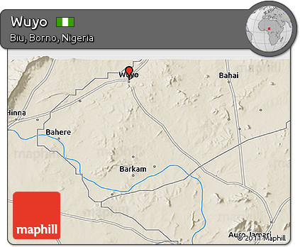 Shaded Relief 3D Map of Wuyo