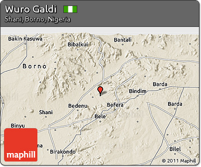 Shaded Relief 3D Map of Wuro Galdi