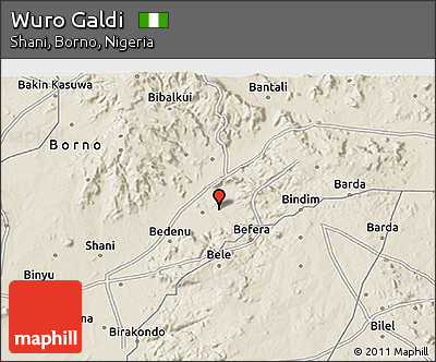 Shaded Relief 3D Map of Wuro Galdi