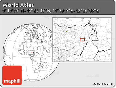 Blank Location Map of the Area around 10° 7' 21" N, 11° 58' 29" E