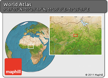 Satellite Location Map of the Area around 10° 7' 21" N, 11° 58' 29" E