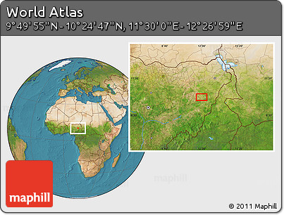 Satellite Location Map of the Area around 10° 7' 21" N, 11° 58' 29" E