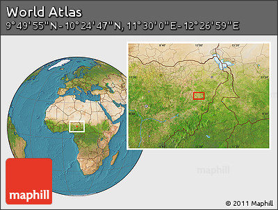 Satellite Location Map of the Area around 10° 7' 21" N, 11° 58' 29" E