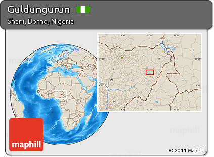 Shaded Relief Location Map of Guldungurun