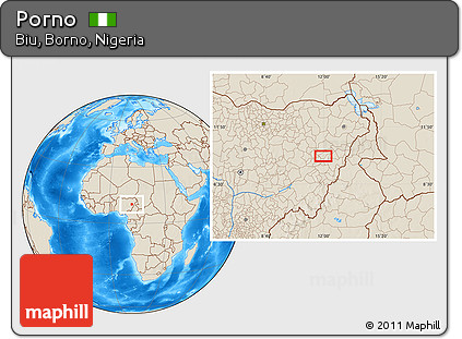 Shaded Relief Location Map of Porno