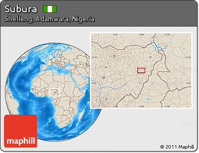 Shaded Relief Location Map of Subura