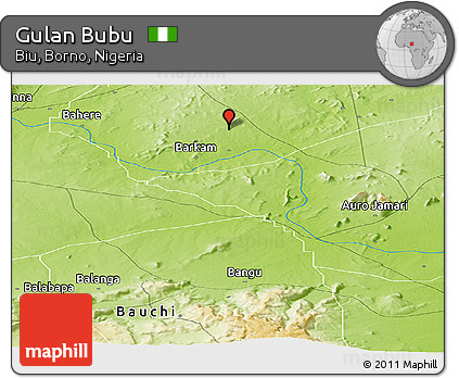 Physical Panoramic Map of Gulan Bubu
