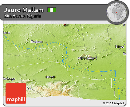 Physical Panoramic Map of Jauro Mallam