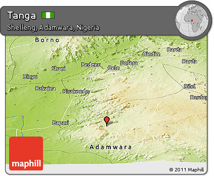Physical Panoramic Map of Tanga