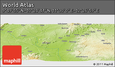 Physical Panoramic Map of the Area around 10° 7' 21" N, 11° 58' 29" E