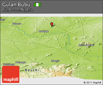 Physical Panoramic Map of Gulan Bubu