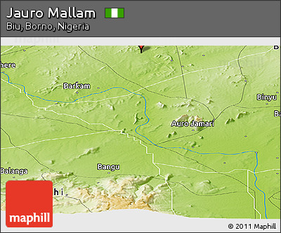 Physical Panoramic Map of Jauro Mallam