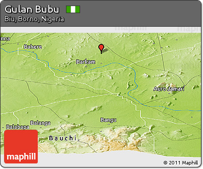 Physical Panoramic Map of Gulan Bubu