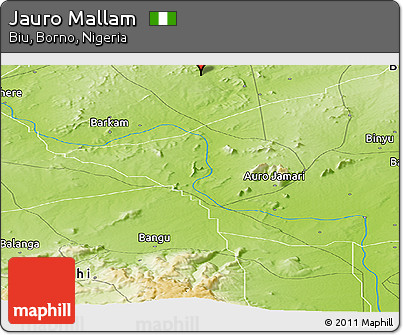 Physical Panoramic Map of Jauro Mallam