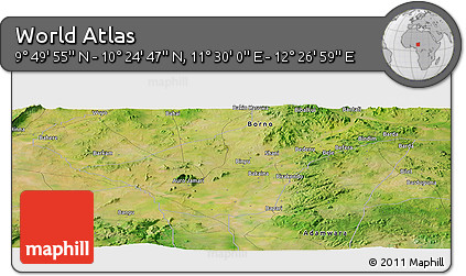 Satellite Panoramic Map of the Area around 10° 7' 21" N, 11° 58' 29" E