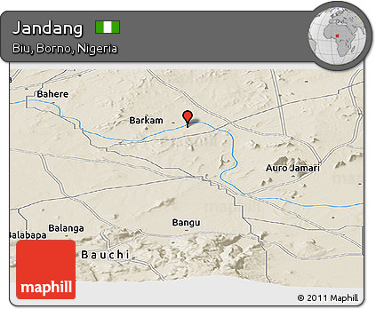 Shaded Relief Panoramic Map of Jandang