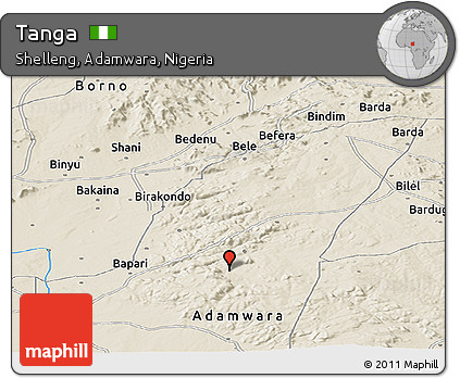 Shaded Relief Panoramic Map of Tanga