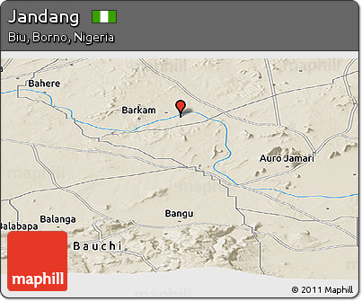 Shaded Relief Panoramic Map of Jandang