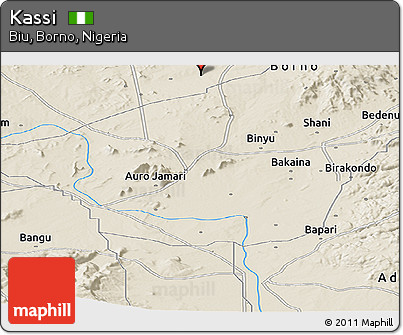 Shaded Relief Panoramic Map of Kassi