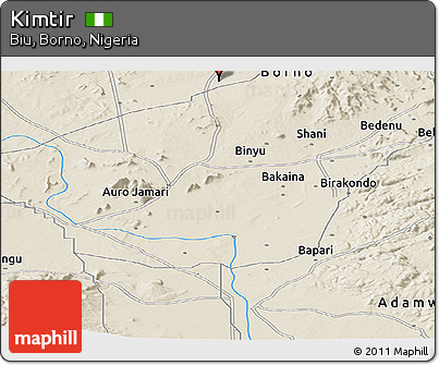 Shaded Relief Panoramic Map of Kimtir