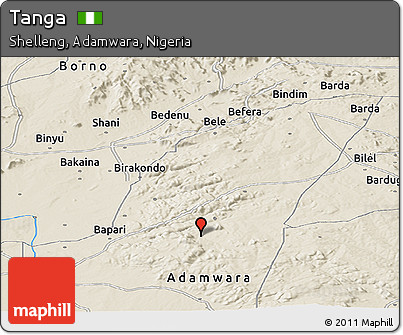 Shaded Relief Panoramic Map of Tanga