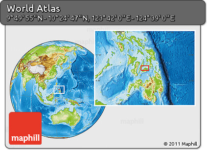 Physical Location Map of the Area around 10° 7' 21" N, 124° 10' 30" E