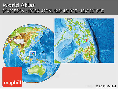 Physical Location Map of the Area around 10° 7' 21" N, 124° 10' 30" E