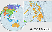 Political Location Map of the area around 10° 7' 21" N, 124° 10' 30" E