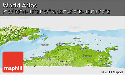 Physical Panoramic Map of the Area around 10° 7' 21" N, 124° 10' 30" E