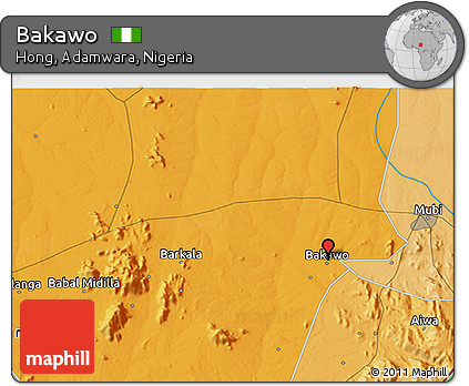 Political 3D Map of Bakawo