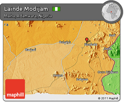 Political 3D Map of Lainde Modijam