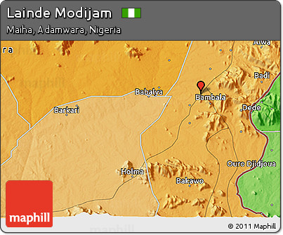 Political 3D Map of Lainde Modijam