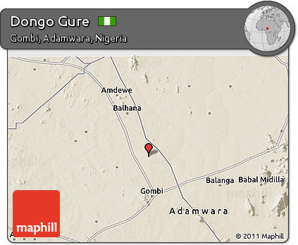 Shaded Relief 3D Map of Dongo Gure
