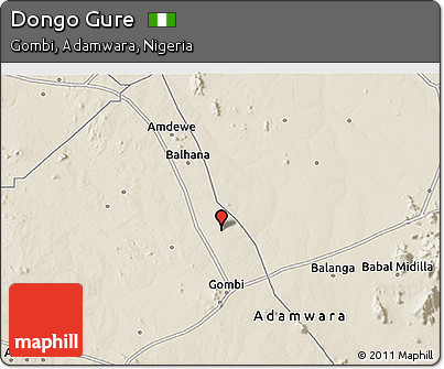 Shaded Relief 3D Map of Dongo Gure